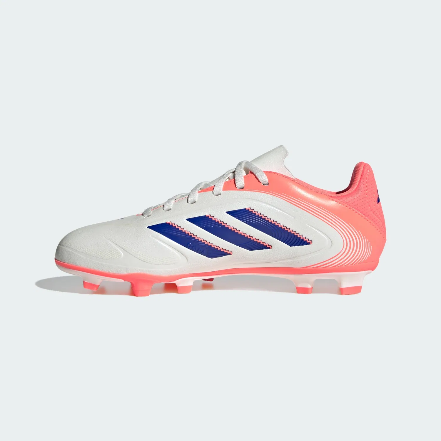 Детские бутсы для мальчиков с синтетическим верхом Adidas Copa Pure 3 Club, Off White Lucid Blue Signal Coral — фото 2