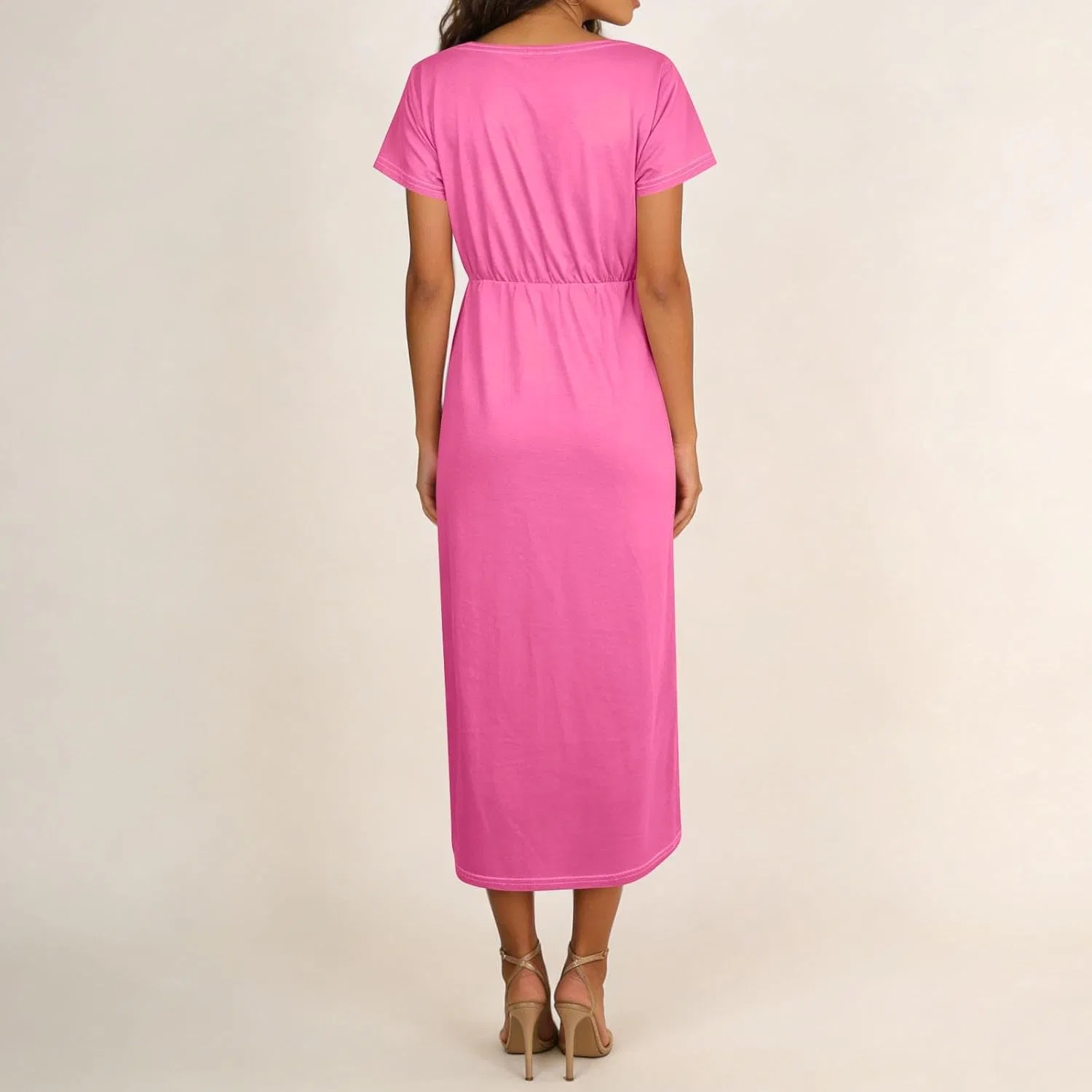 Женское коктейльное платье A-силуэта High Low Maxi, Hot Pink — фото 3