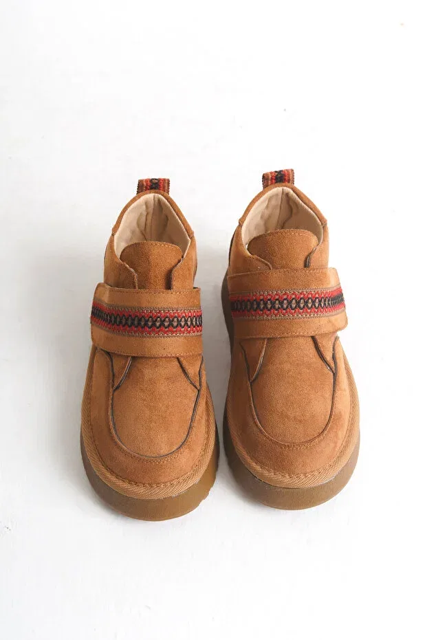 Детские зимние ботинки для девочек с липучкой Moda Lime, Tan Color — фото 3