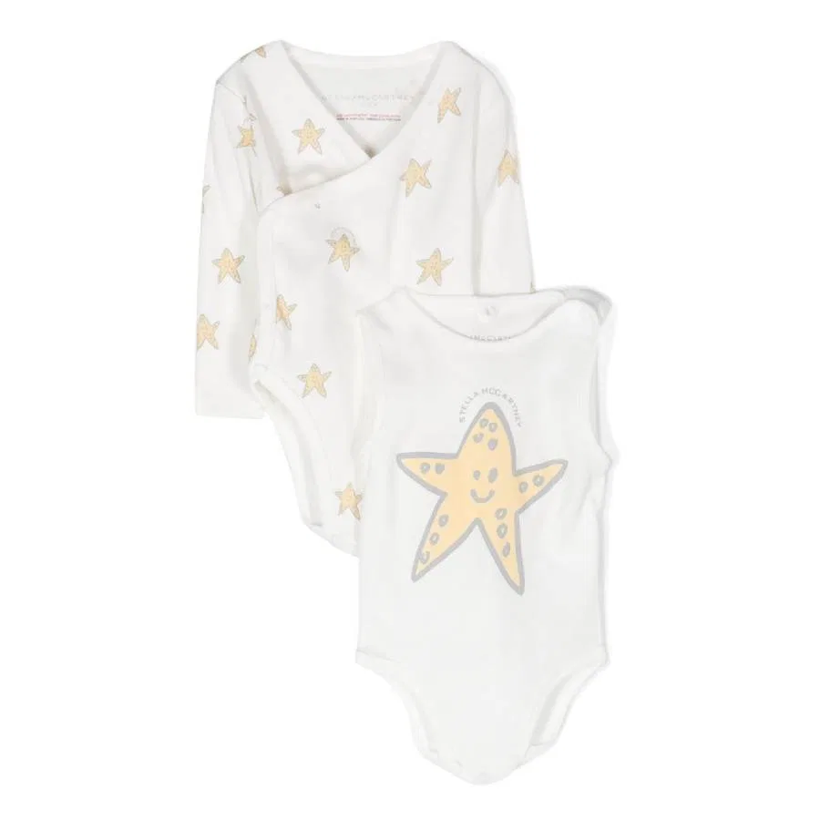 Комплект нижнего белья с принтом Starfish-Print Long Sleeve Set Stella McCartney, Ivory/Colourful