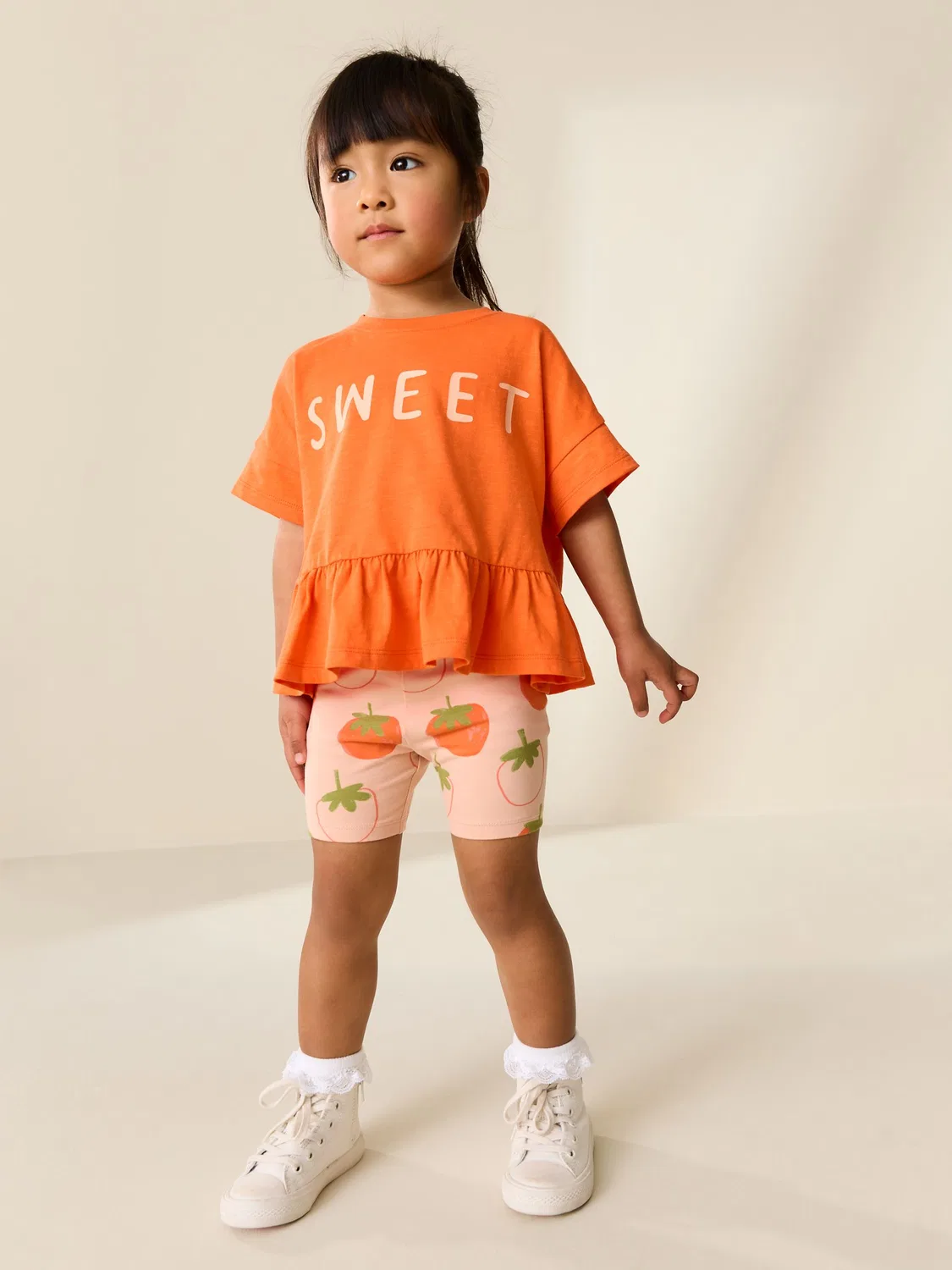 Комплект из топа и шорт, с воланами, Orange Strawberry Next, оранжевый