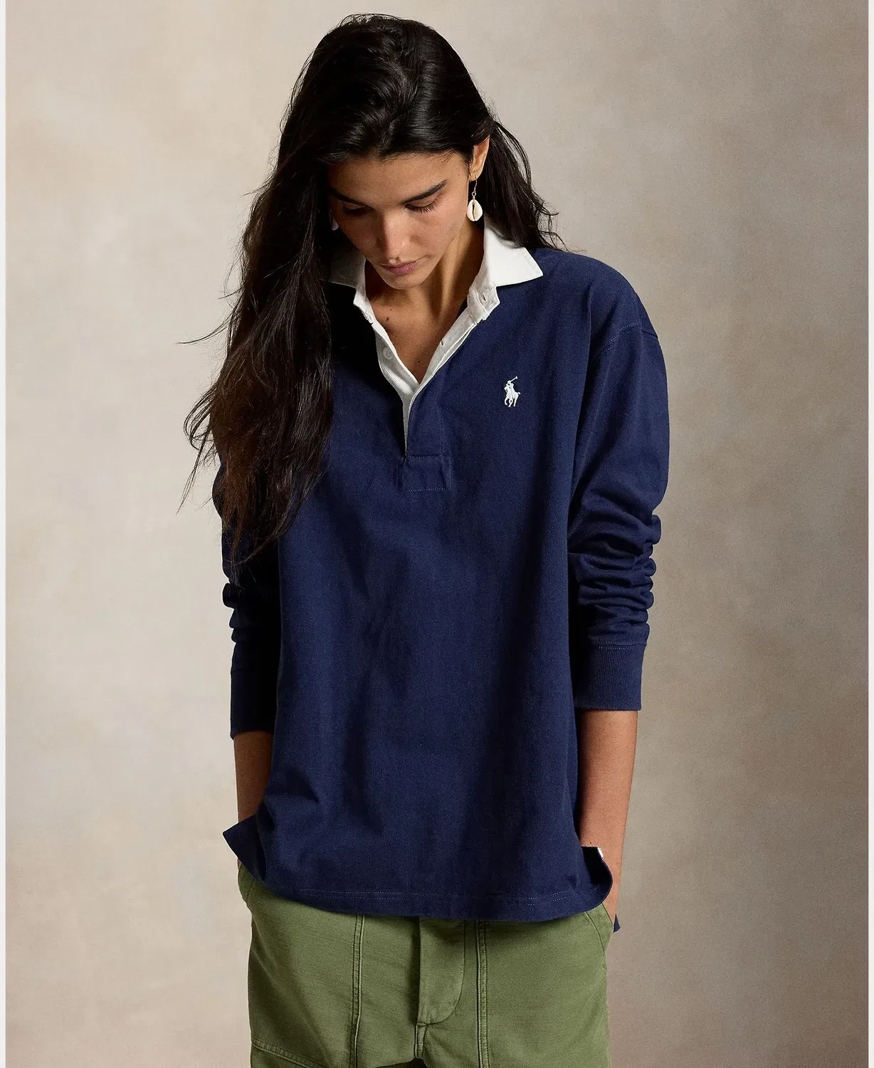 Женское поло с длинным рукавом Polo Ralph Lauren, Azul Cobalto