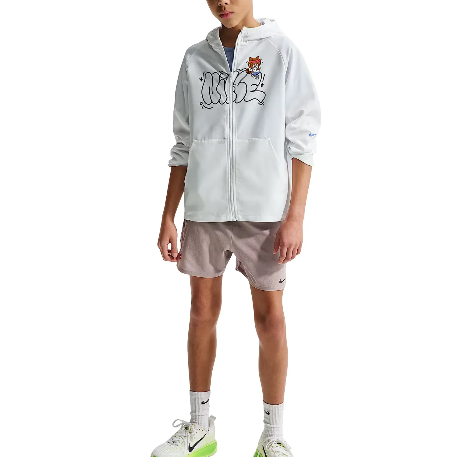 Детская куртка Miler Dri-FIT Quick-Dry UV Hooded Jacket 'Pure White' Nike, белый — фото 3