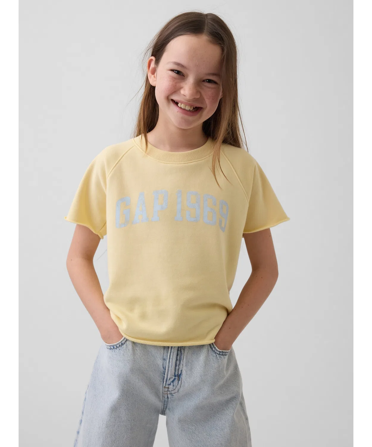 Детская футболка оверсайз с принтом GAP, Yellow