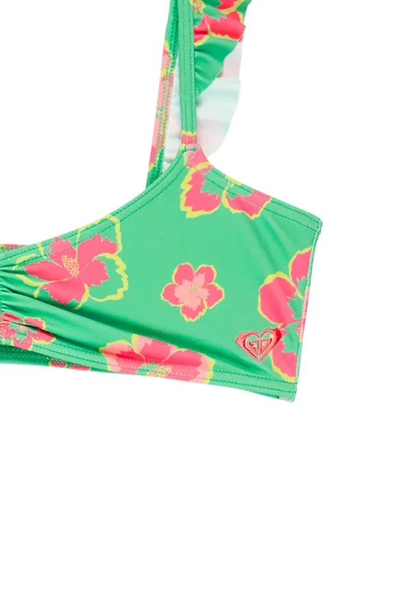 Купальник бикини с цветочным принтом Tropicool Roxy, Green, Pink, зеленый/розовый — фото 3