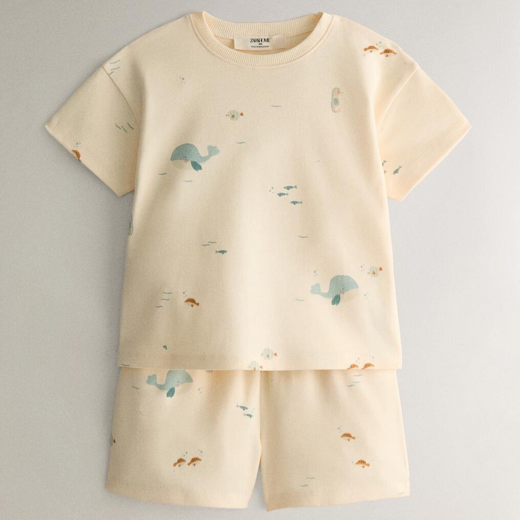 

Детская пижама Zara Home Whale, 2 предмета, кремовый
