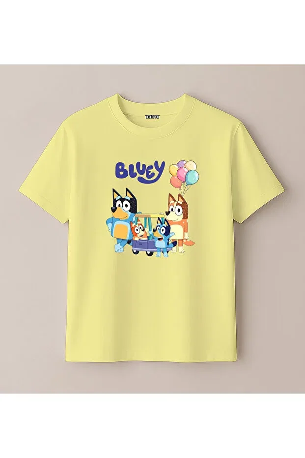 Детская футболка для девочек с принтом Bluey Blitzist, Yellow