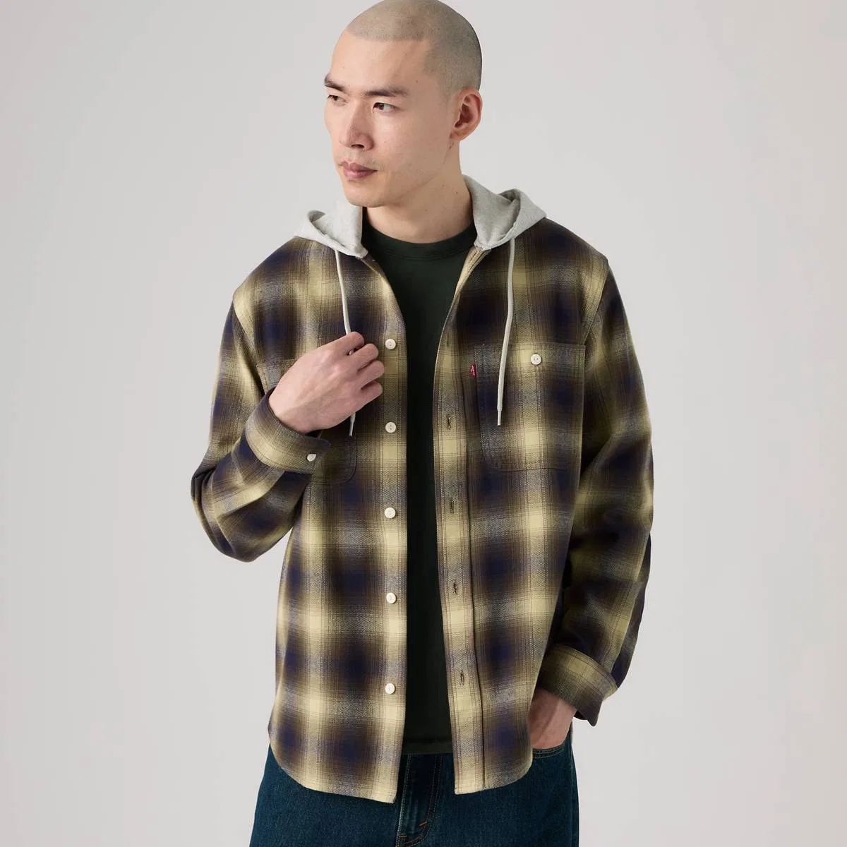 Классическая рабочая толстовка с капюшоном в стиле casual Levi's, James Plaid Fields Of Rye - Multi-Color