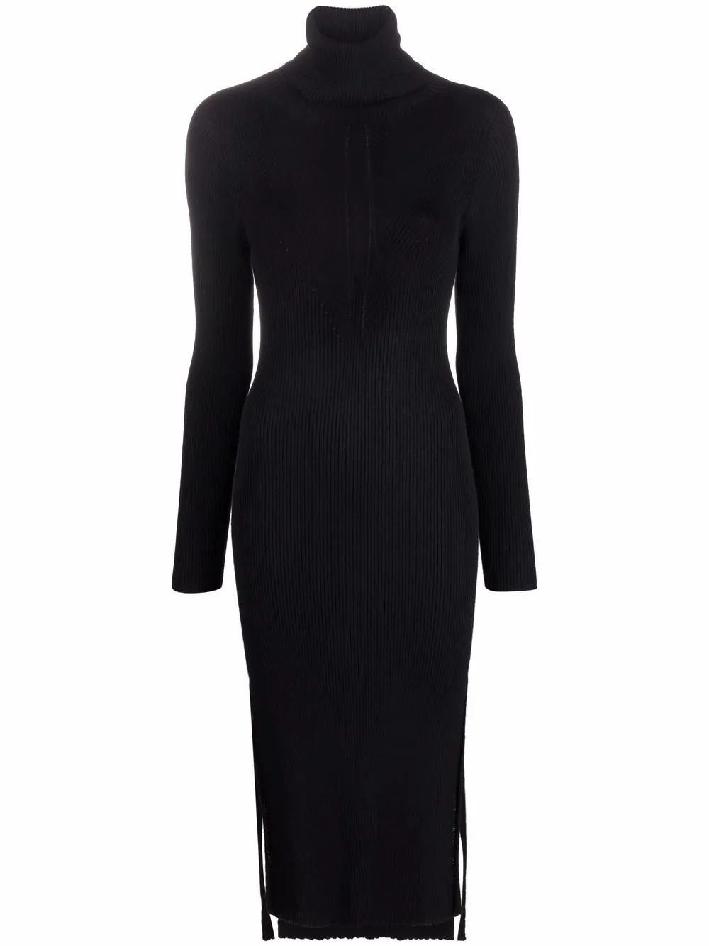 

Приталенное платье миди в рубчик Philosophy Di Lorenzo Serafini, черный