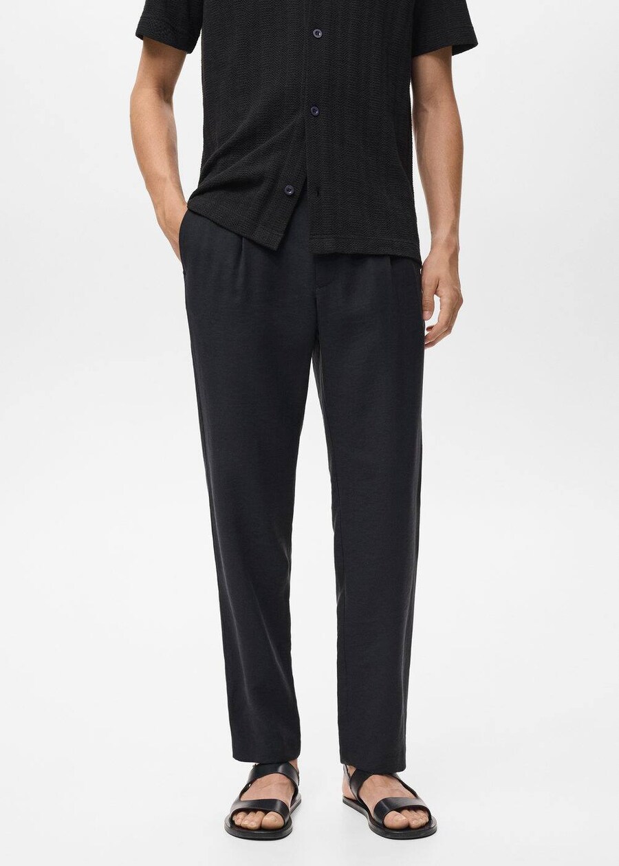 

Обычные брюки со складками спереди MANGO MAN Vulcano, Black