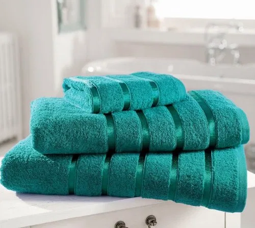 Полотенце ручное 600gsm Kensington Satin Stripe, Bedding Online, набор 4 шт, 50x80 см, Teal