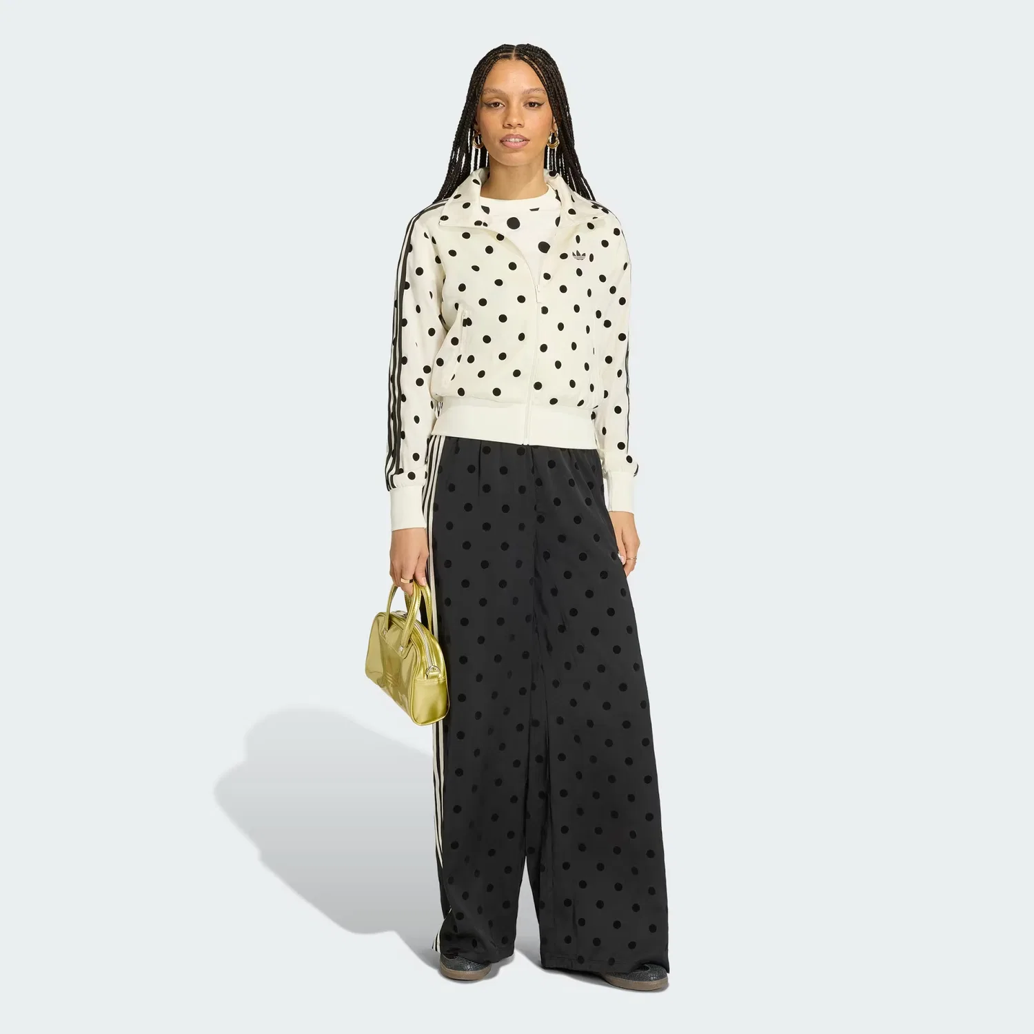 Женская олимпийка в горошек SATIN POLKA DOTS TT Adidas Originals, молочно-белый — фото 3