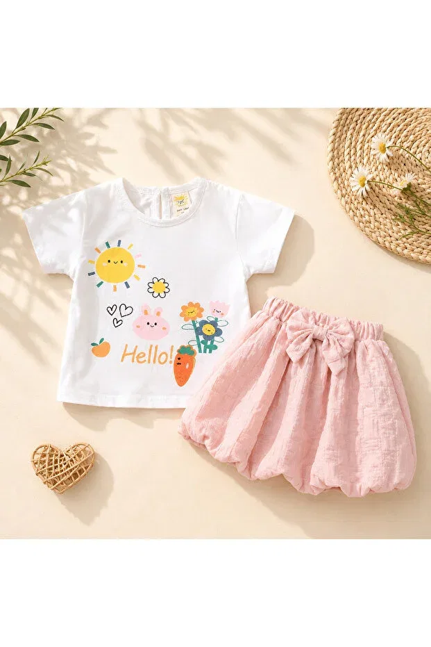 Детский комплект для девочек с принтом Air Baby, Pink