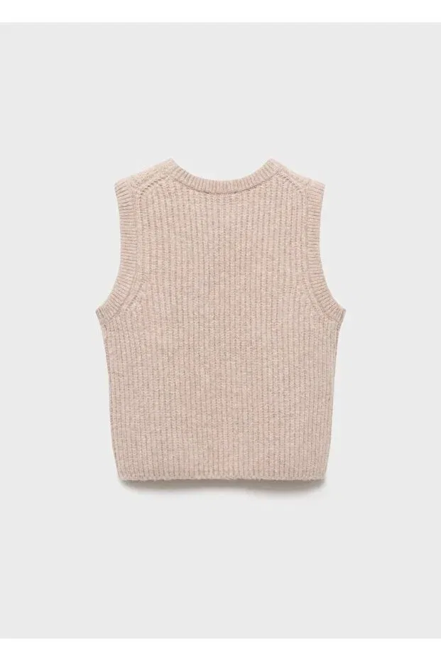 Детский жакет для девочек вязаный Mango Kids, Medium Brown — фото 2