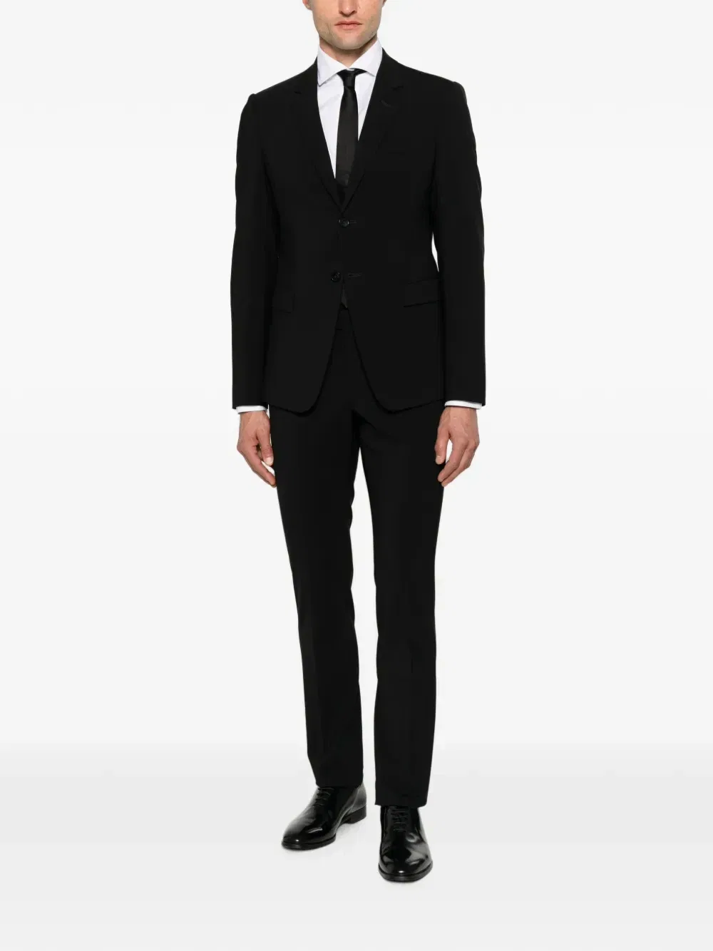 Однобортный шерстяной костюм Emporio Armani, черный — фото 2