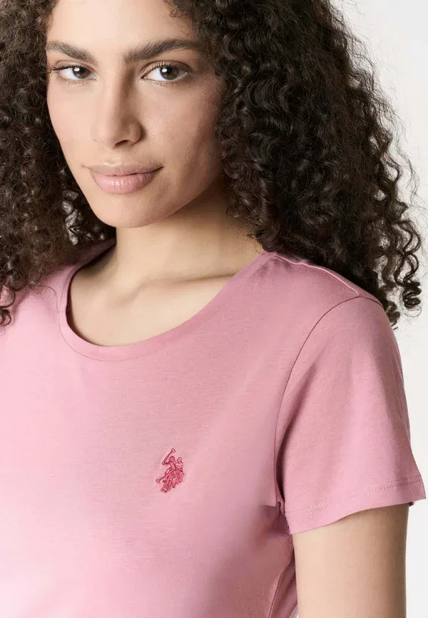 Футболка хлопковая Basic T-shirt U.S. Polo Assn., Rosa, розовый — фото 4
