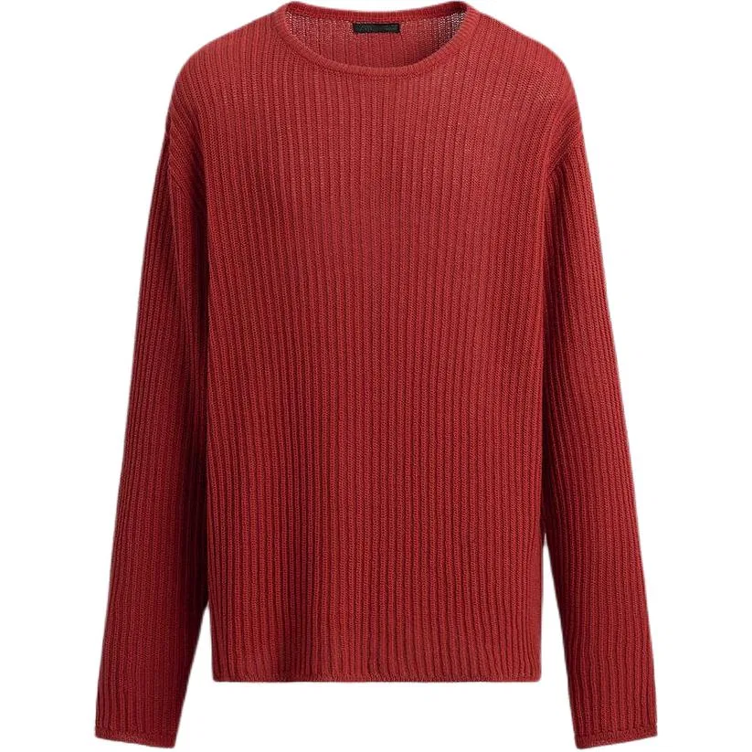 Мужской свитер с круглым вырезом Moderate, ZARA, Brick Red