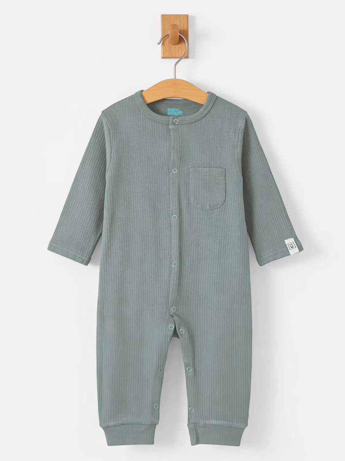 Боди-комбинезон из рубчатого хлопка Babies Basic, зеленый — фото 4