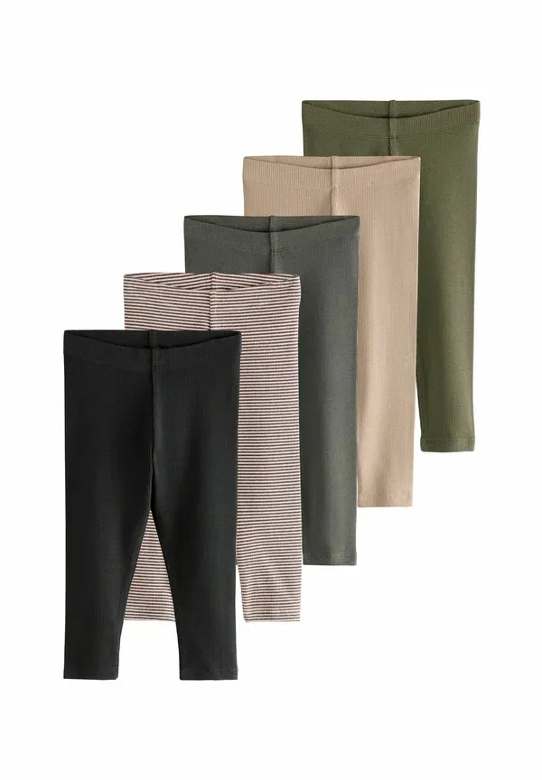 Комплект из 5 брюк, облегающие модели leggings Next black/white/khaki green, белый/черный/зеленый/хаки