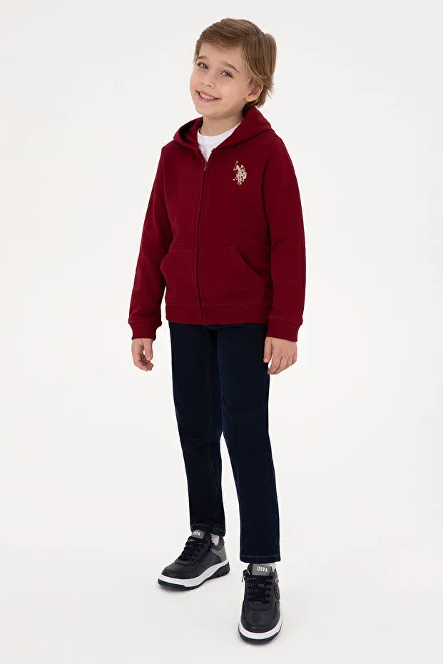 Детское худи с капюшоном на молнии U.S. Polo Assn., Burgundy — фото 2
