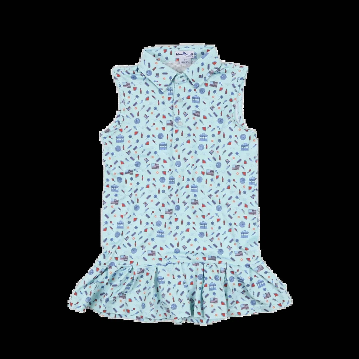 Детское платье-поло без рукавов с защитой UPF 50+ Polo Sleeveless Dress In Stars And Stripess Blue Quail Clothing Co., Stars And Stripess — фото 2