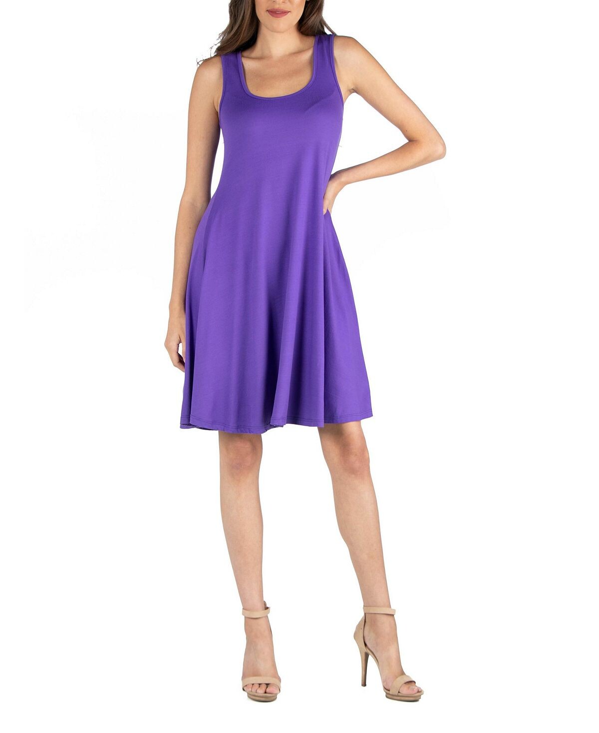 

Женское расклешенное платье трапециевидной формы без рукавов 24seven Comfort Apparel, фиолетовый