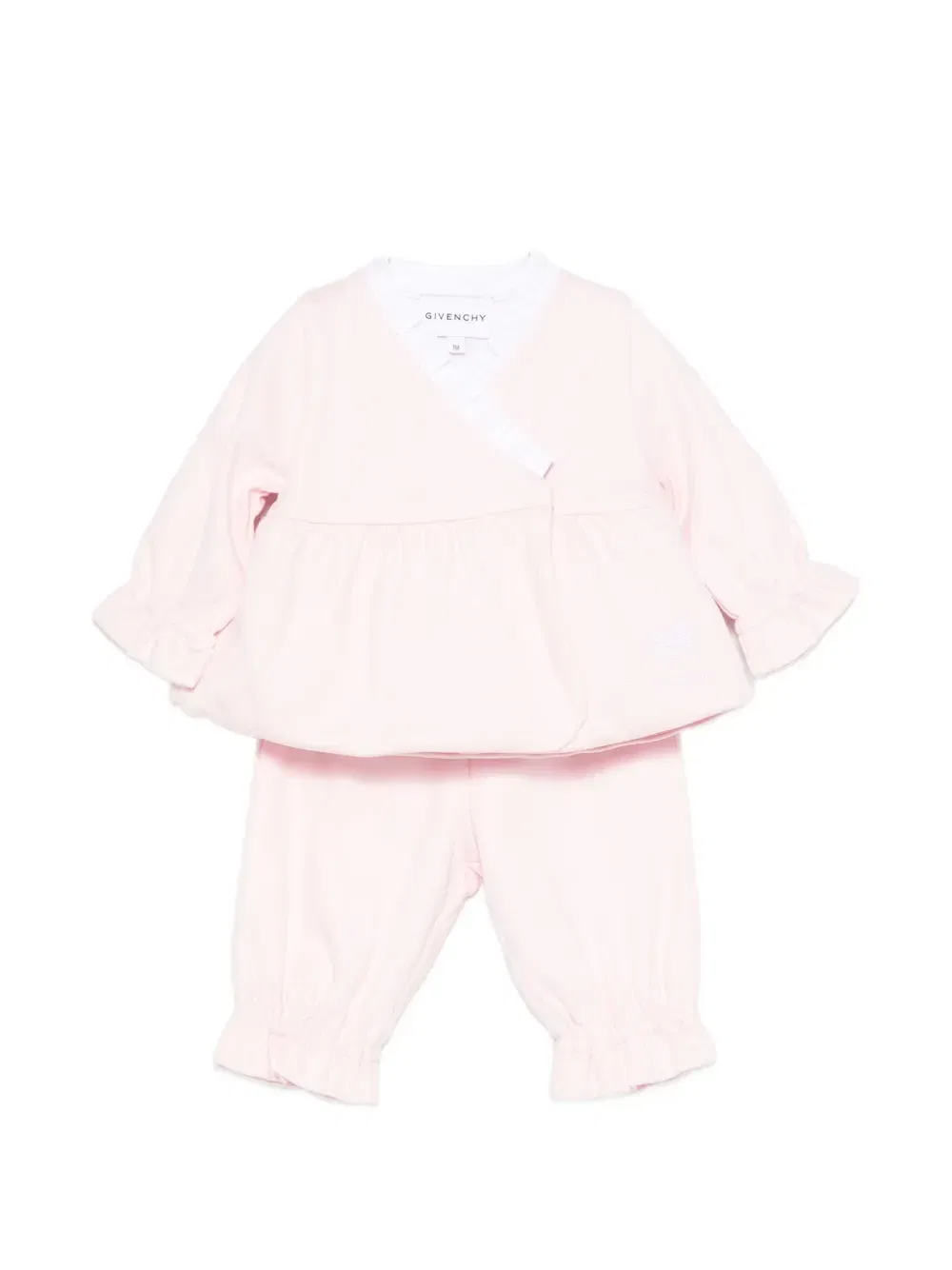 Комбинированный спортивный костюм с оборками Givenchy Kids, розовый
