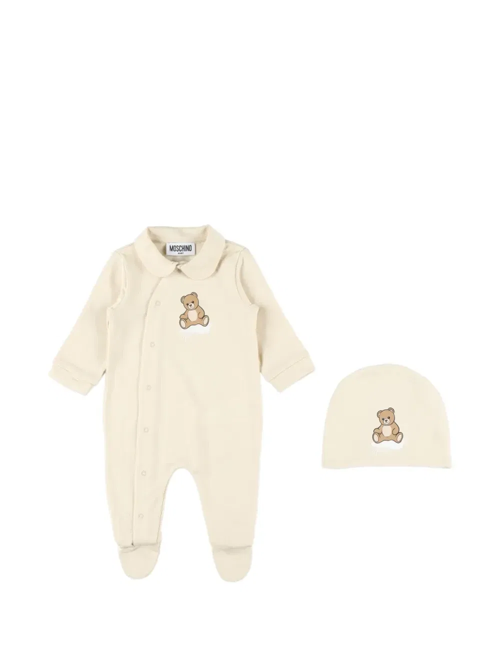 Комплект спальной одежды с принтом плюшевого мишки Moschino Kids, бежевый