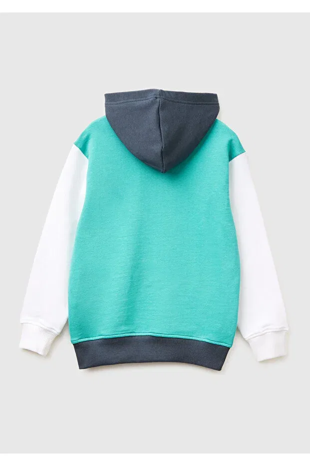 Детское худи для мальчиков с принтом United Colors Of Benetton, Turquoise Mix — фото 2