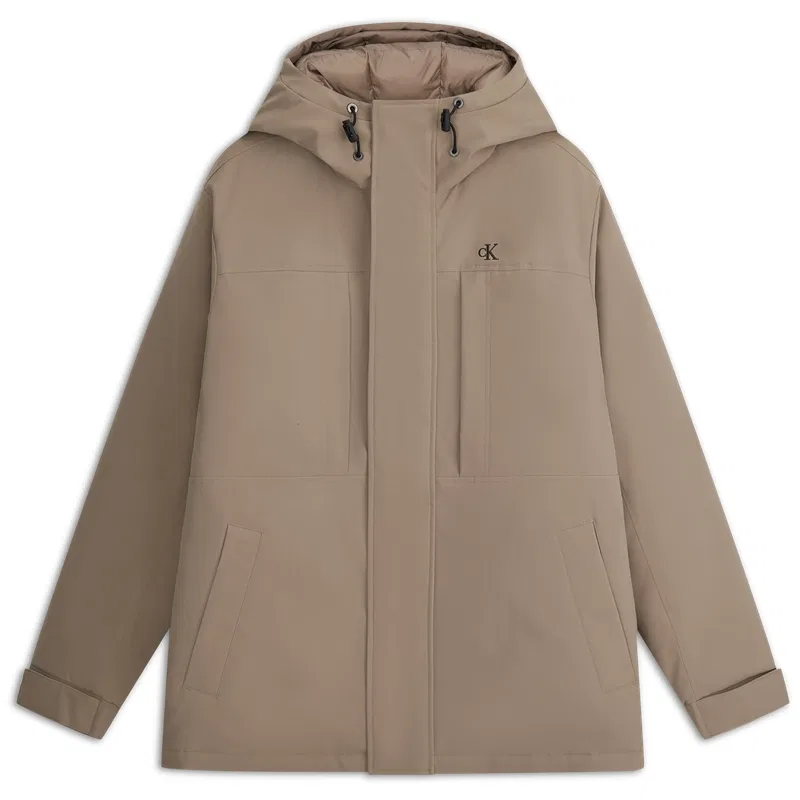 Мужская пуховая куртка с капюшоном Calvin Klein, PAV-Earth Brown
