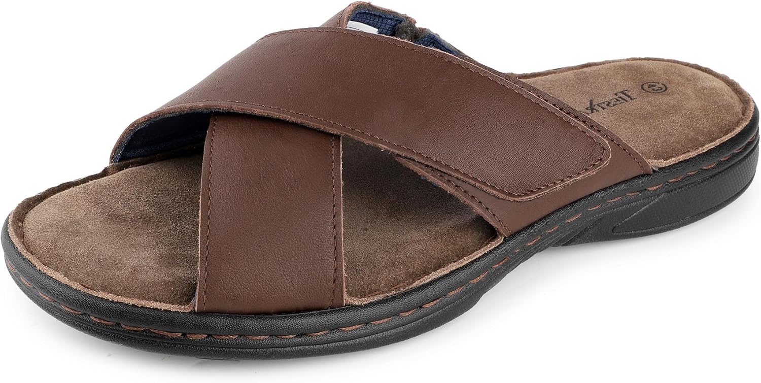 

Мужские сандалии TIESTRA из кожи наппа, мягкая стелька с эффектом памяти, комфортные и легкие летние сандалии для пляжа, дома и улицы, удобная повседневная обувь, коричневый