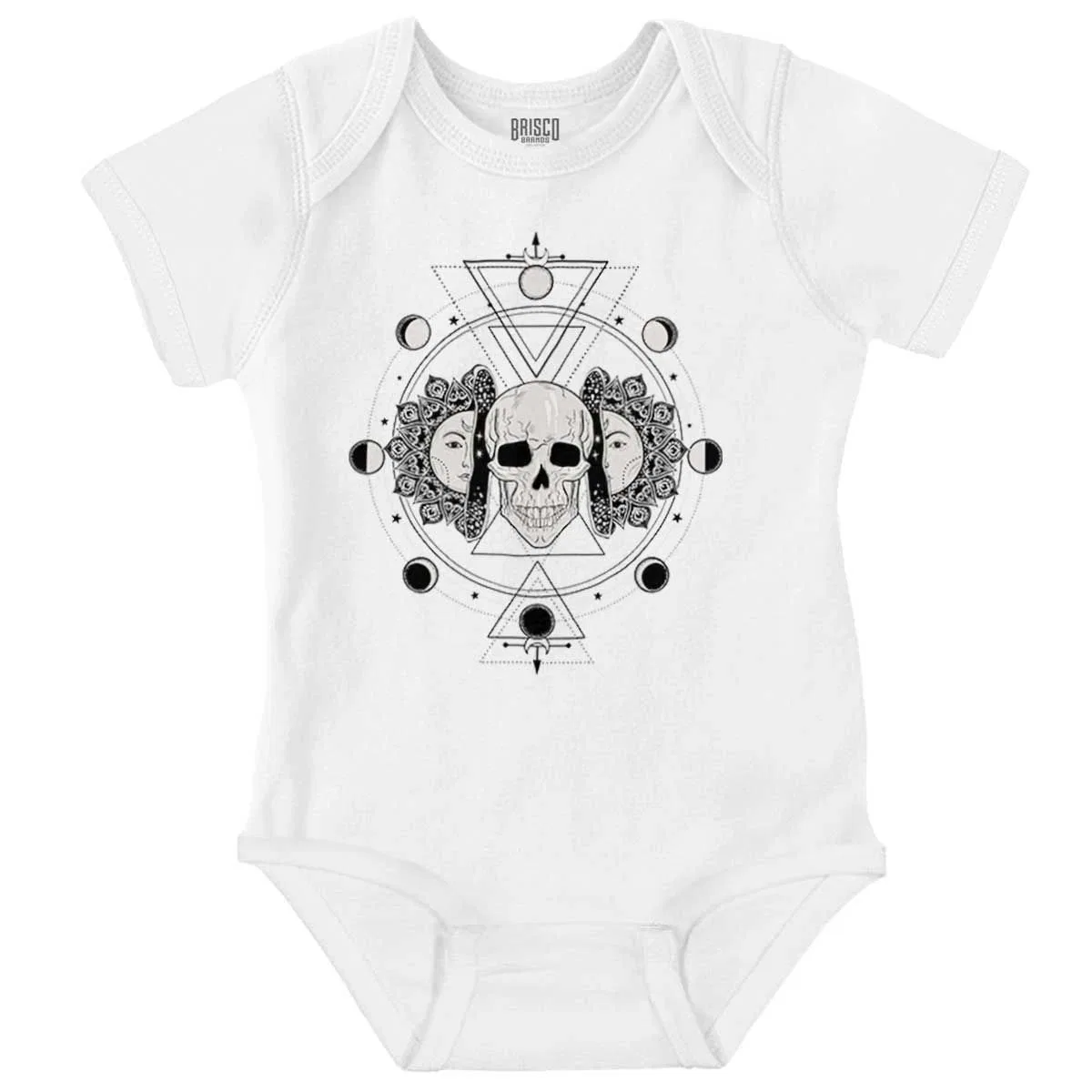 Детское боди-комбинезон с коротким рукавом Celestial Skull Lunar Moon Cycle Brisco Brands, White