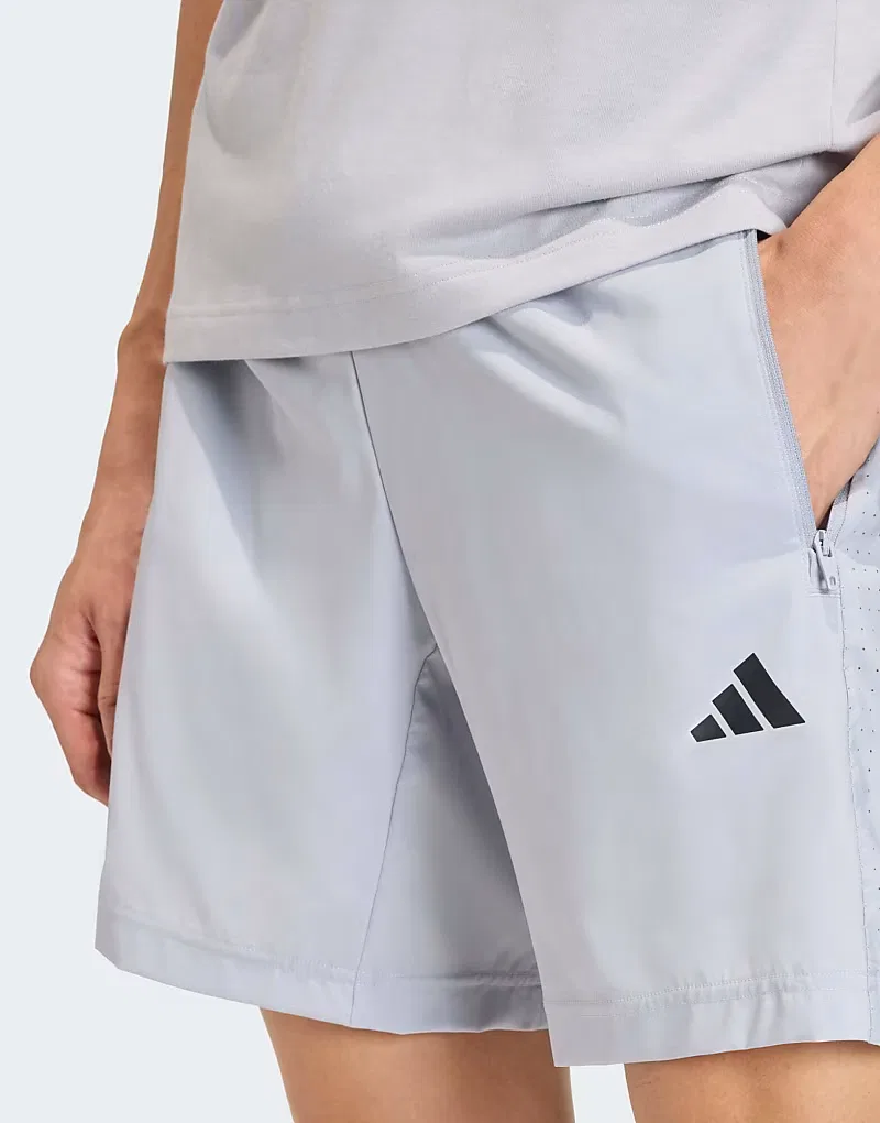 Шорты тканые Workout essentials base Adidas Performance, светло-серый — фото 4