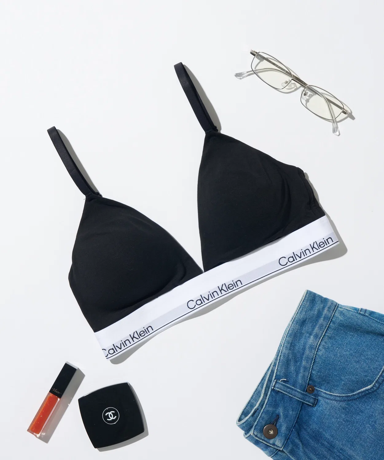 Женский бюстгальтер без косточек с логотипом Calvin Klein QF8498, Черный