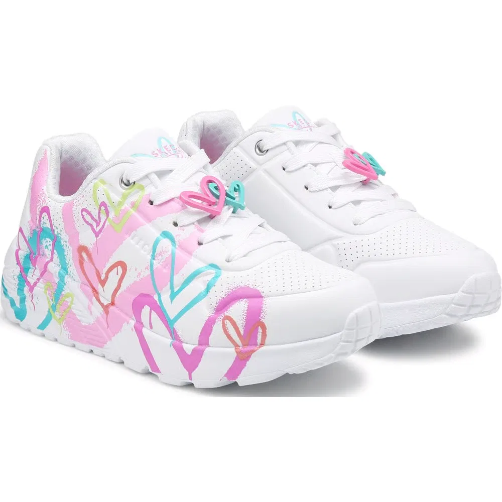 Детские кроссовки jgoldcrown street uno lite Skechers, White/Multi Hearts