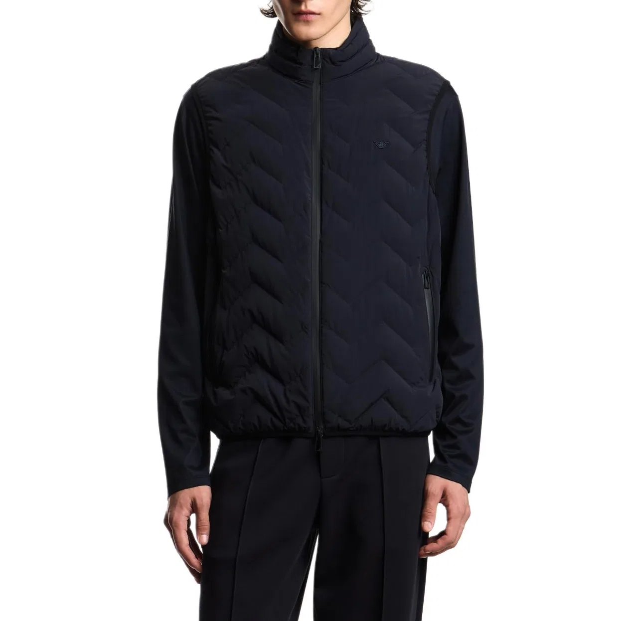 Мужской жилет стеганый нейлоновый с принтом Chevron Emporio Armani, Marine Blue — фото 3