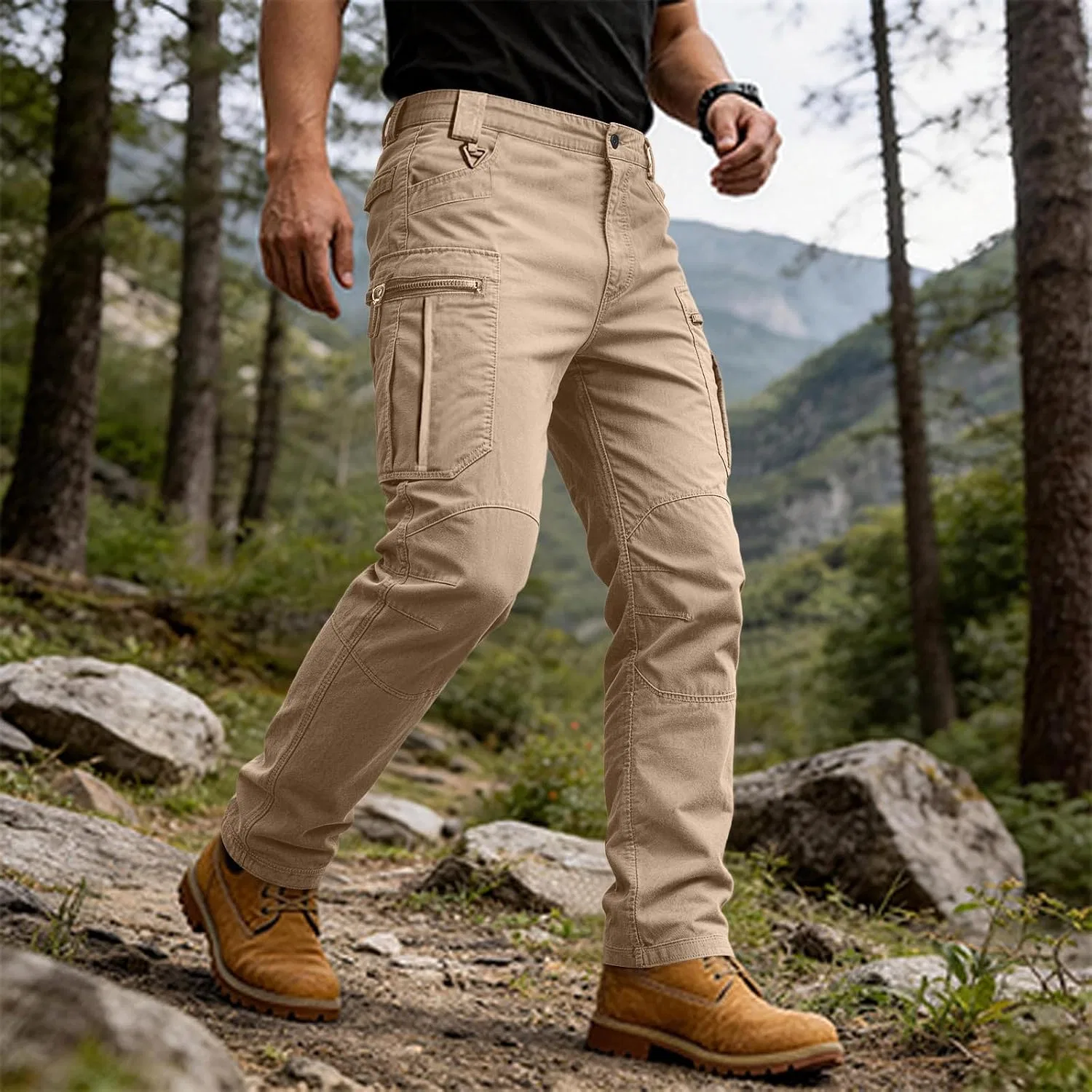 Мужские карго-брюки свободного кроя, Ripstop, Модель Cargo Tactical, хаки — фото 2