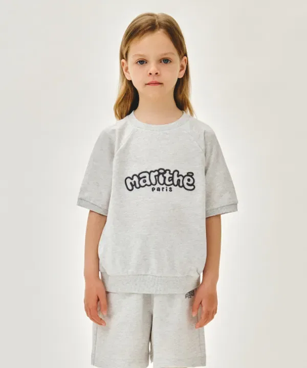 Детская футболка с коротким рукавом реглан, light heather gray, Marithé Kids