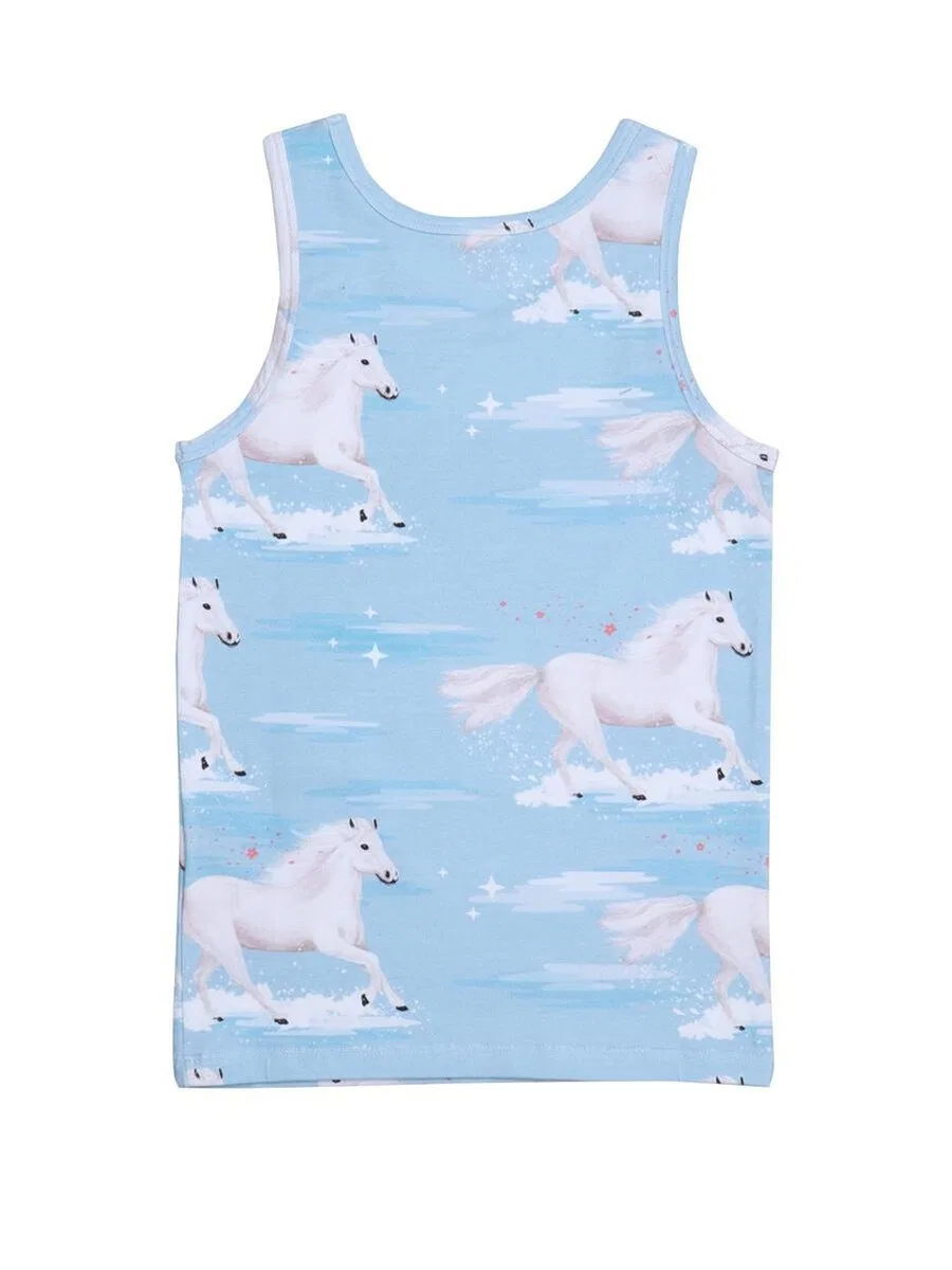 Футболка Walkiddy Undershirt "Белые лошади" синего цвета — фото 2