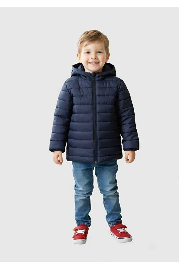 Детское пальто для мальчиков утепленное на молнии Dublino Kids, Navy Blue