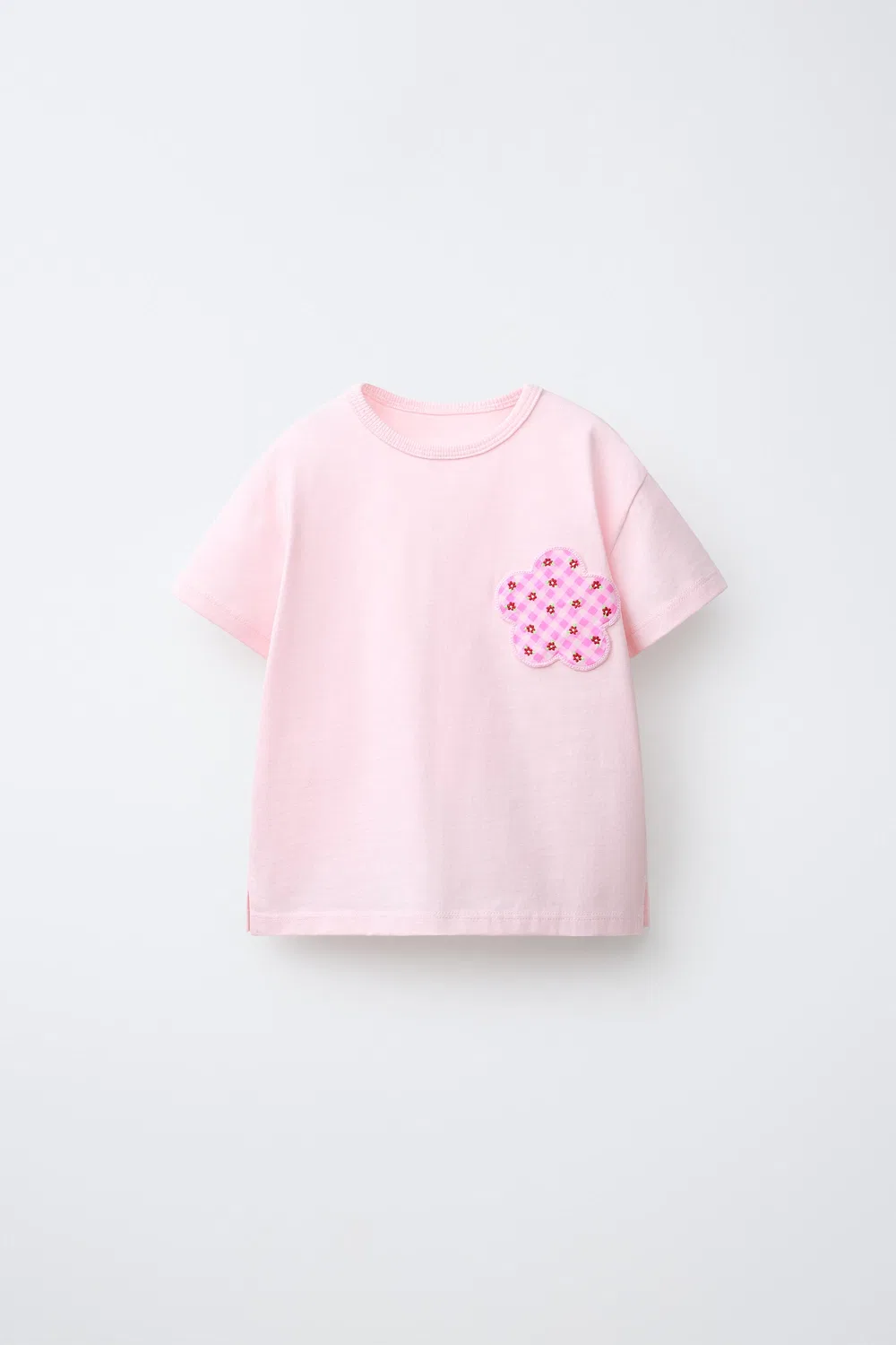 Футболка с цветочной аппликацией ZARA, Pink