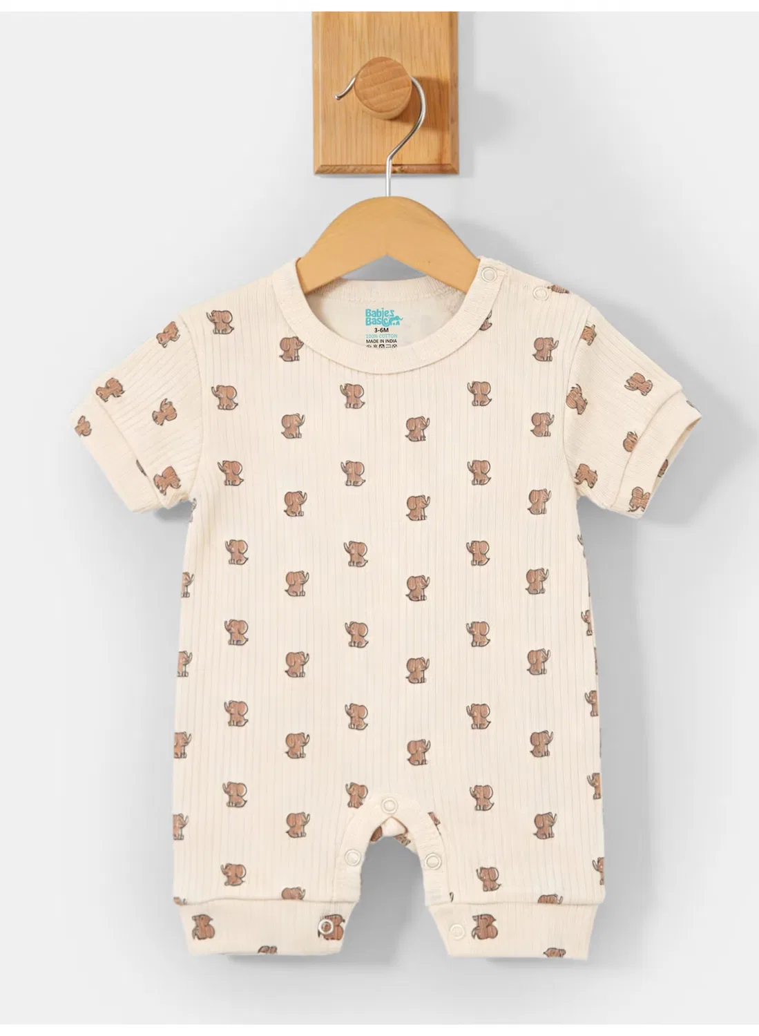 Боди-комбинезон с коротким рукавом из рубчика Babies Basic, кремовый — фото 4