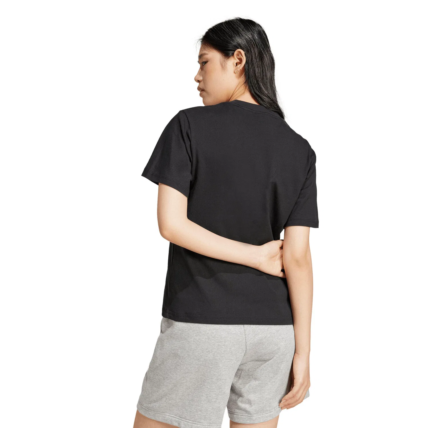 Женская хлопковая футболка Small Logo Cotton Tee Adidas, Schwarz / Weiss — фото 3