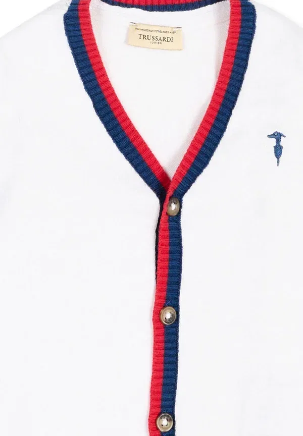 Кардиган из хлопка Cardigan Tru Trussardi Junior, белый — фото 3