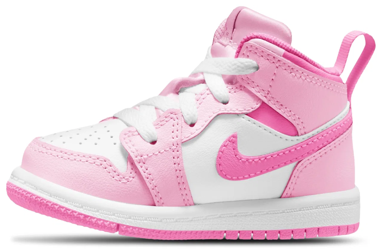 Кроссовки для девочек AJ1 Mid Jordan, цвет Pink Foam/Pink Foam/China Rose — фото 2