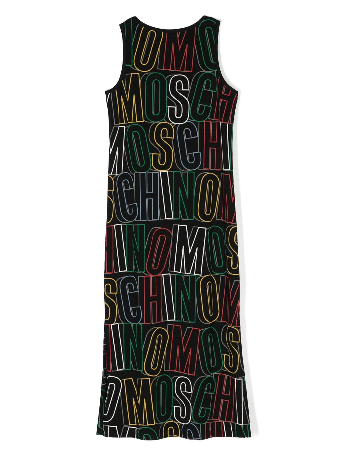 Длинное трикотажное платье с логотипом Moschino, черный — фото 2
