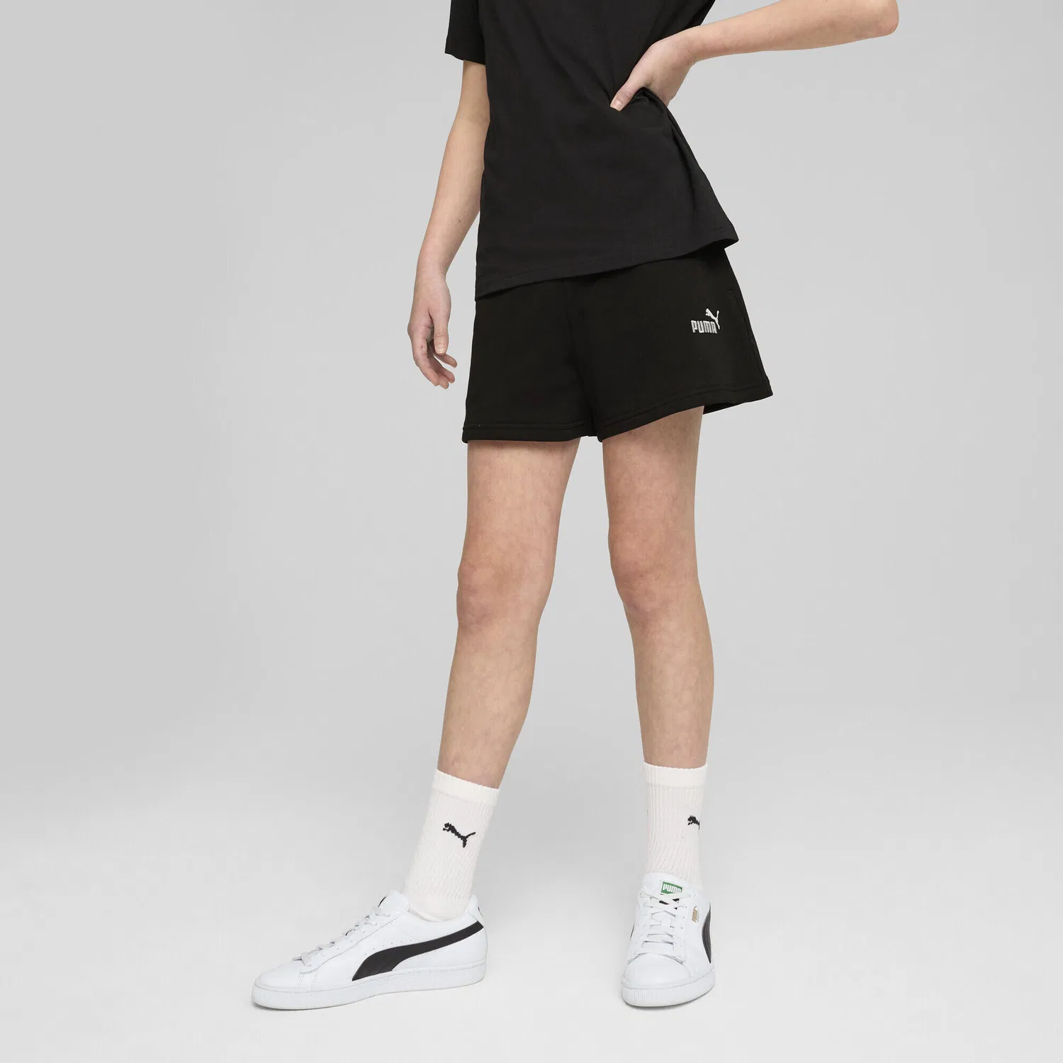 Детские шорты с логотипом ESS Small No. 1 Logo Puma, Черный Белый — фото 2