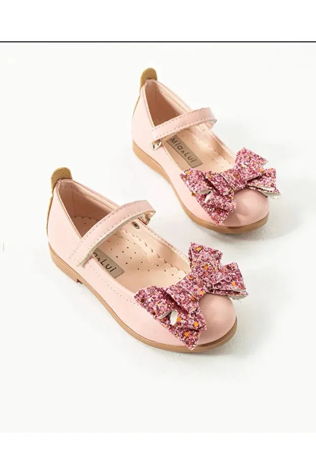 Детские балетки для девочек с бантом Işıltılı bow detail kids ballet flats Mia Lui, Pink — фото 3