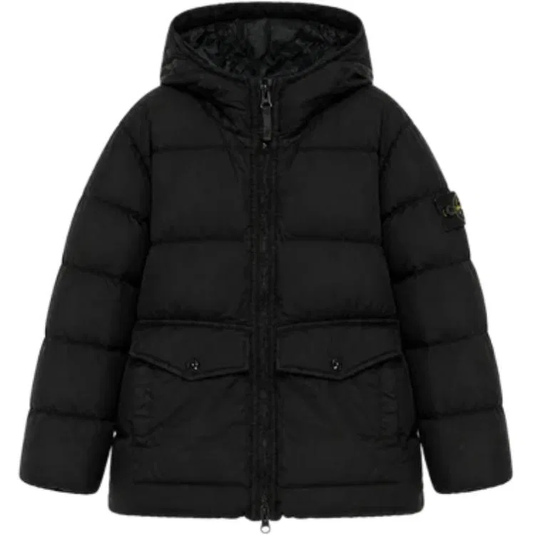 Детская куртка с капюшоном и подкладкой Black STONE ISLAND