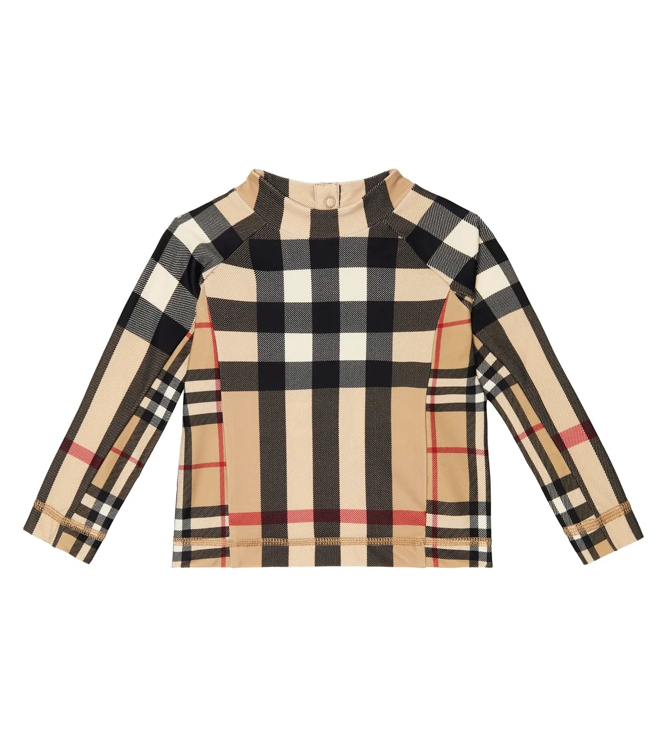 Рашгард в винтажную клетку Burberry Kids, бежевый